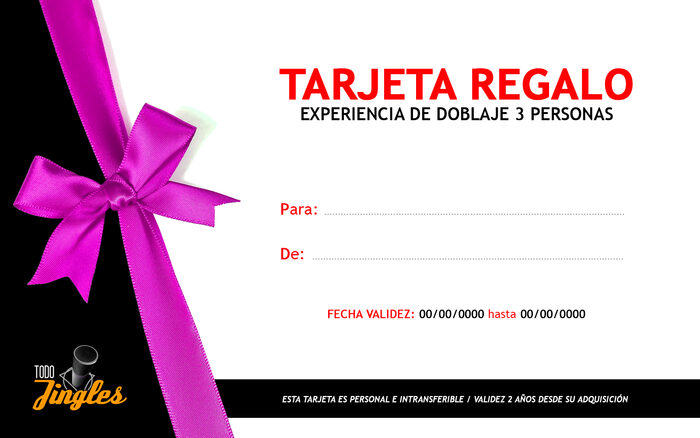 Tarjeta regalo de una experiencia de doblaje para 3 personas
